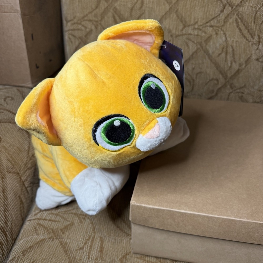 Disney Sox Cat Pillow Pet Figure Stuffed Animal Plush New Yellow Soft Pillow NWT